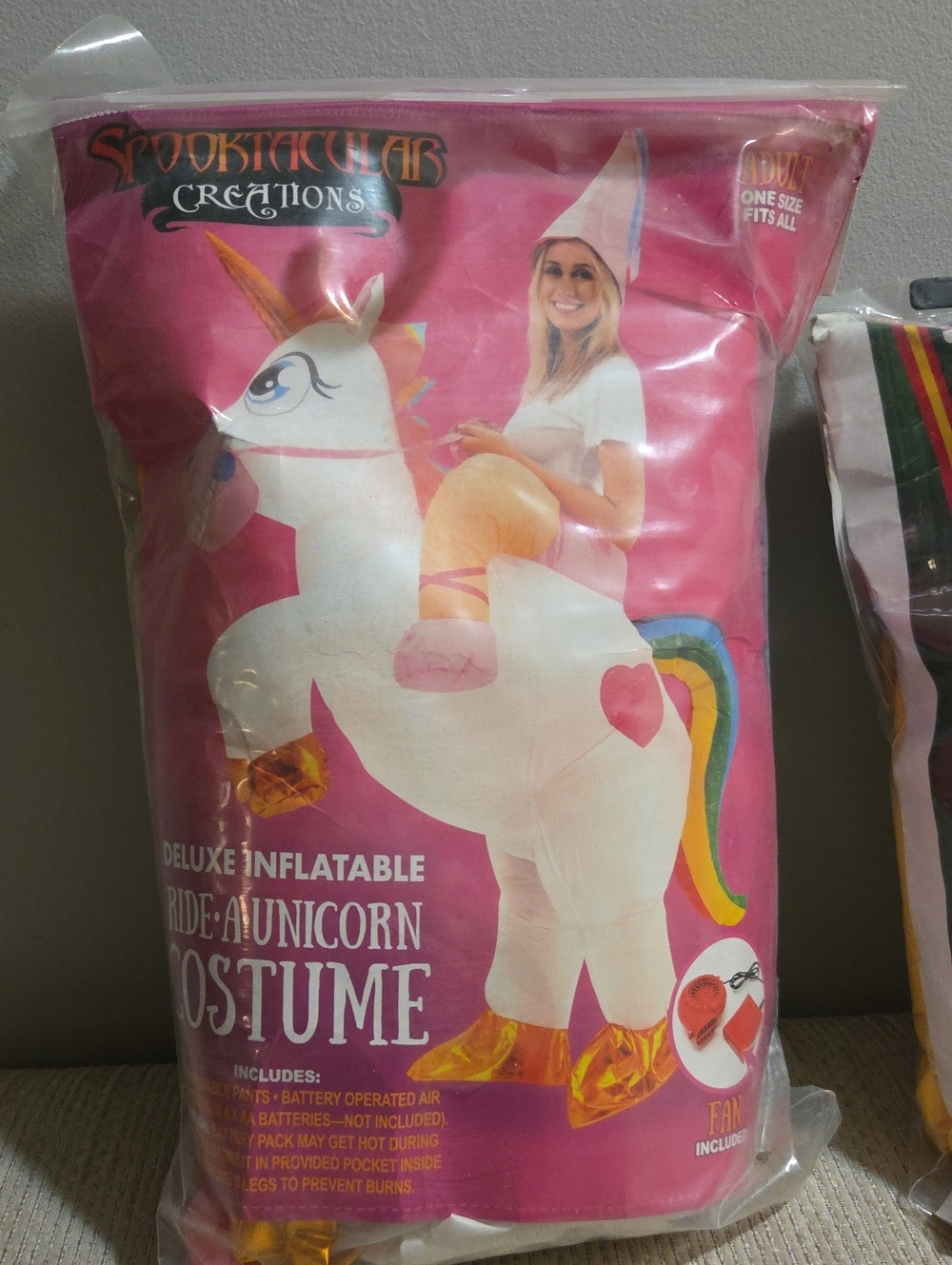 White Inflatable Ride-A-Unicorn Adult Costume